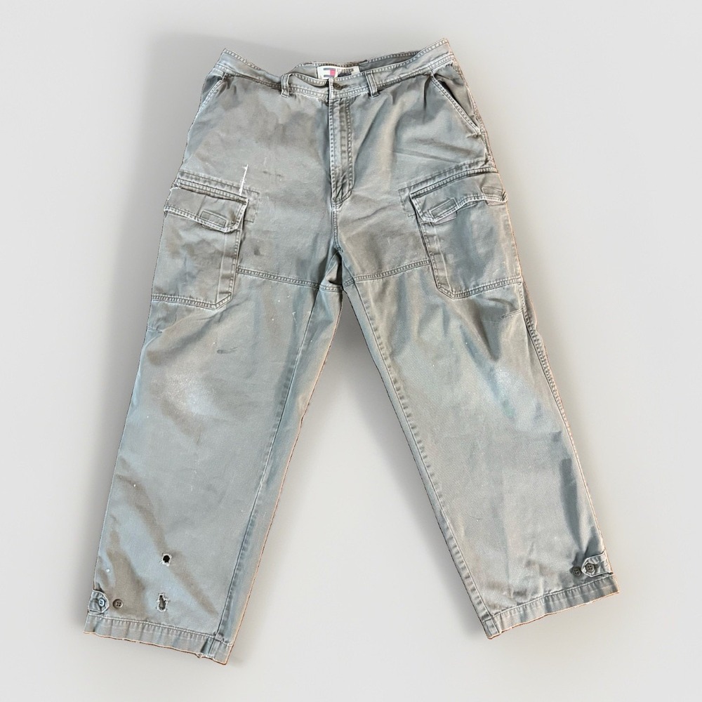 Vintage late 1990s to early 2000s (Y2K) Tommy Hilfiger canvas cargo pants Sz 38